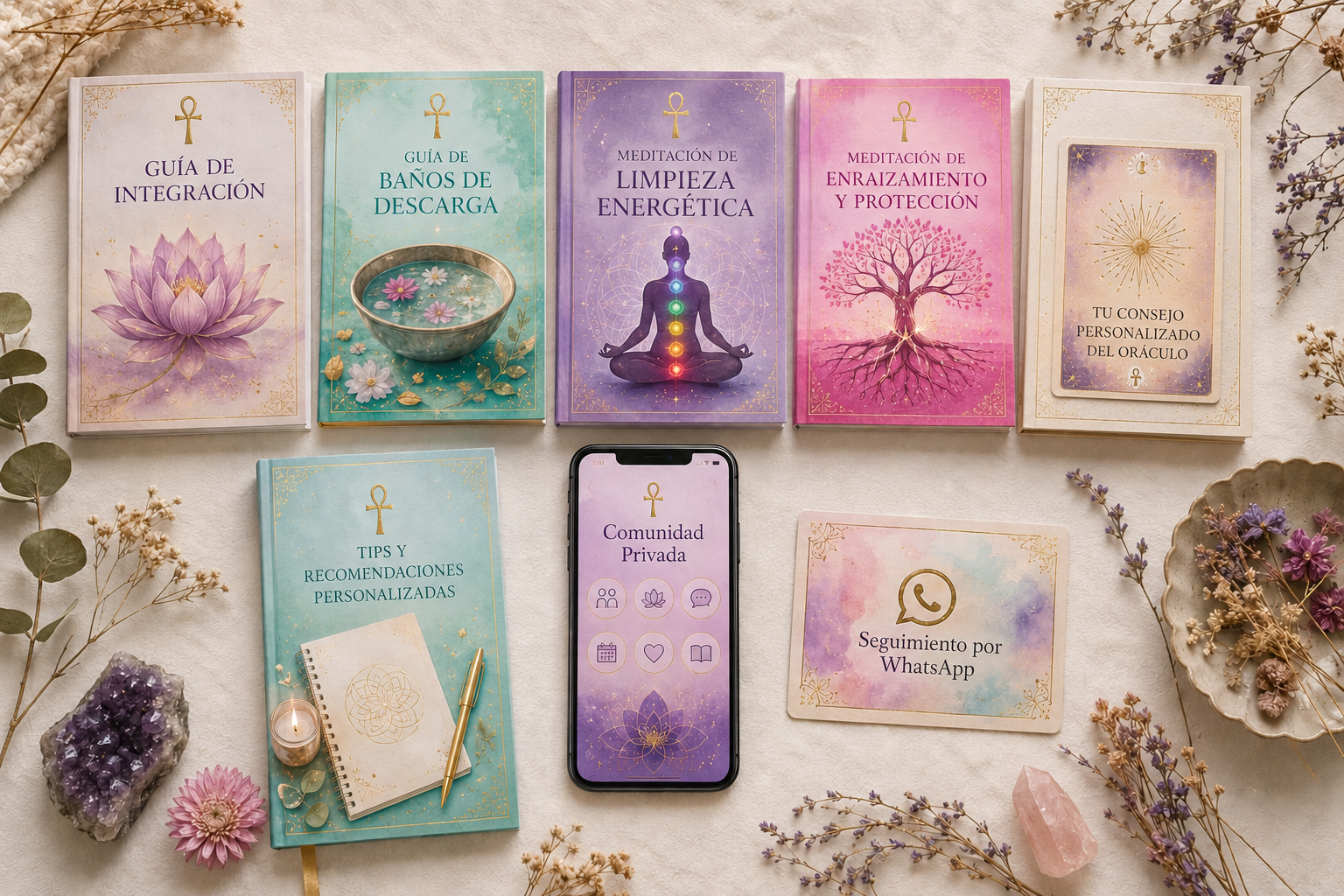 Kit de Integración Energética: guías, meditaciones, comunidad privada y seguimiento por WhatsApp