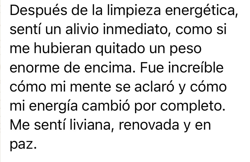 Testimonio: sentí un alivio inmediato, mi mente se aclaró y me sentí liviana, renovada y en paz.